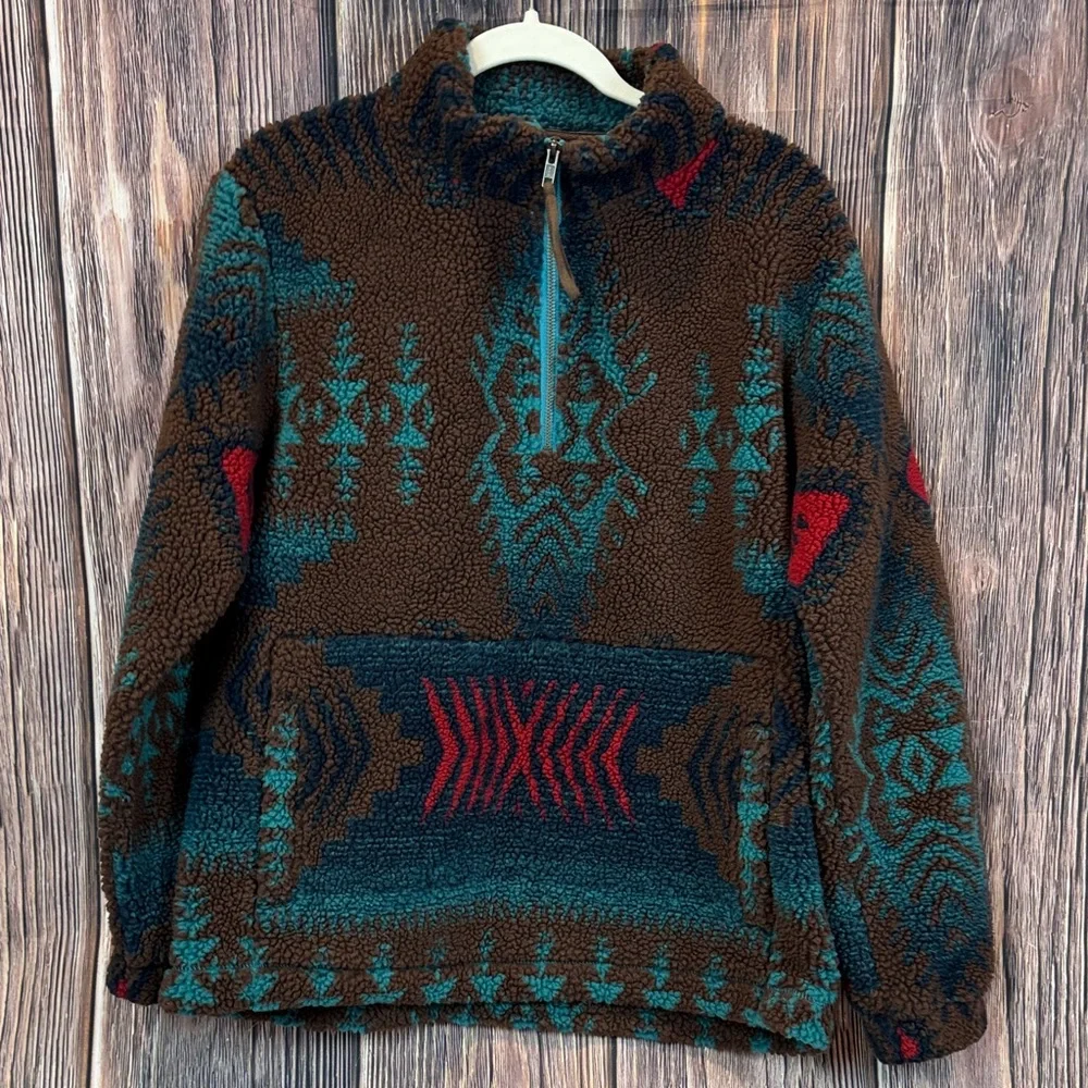 Tasha Polizzi Brown and Teal 3/4 Zip Up Jacket - Picture 1 of 10